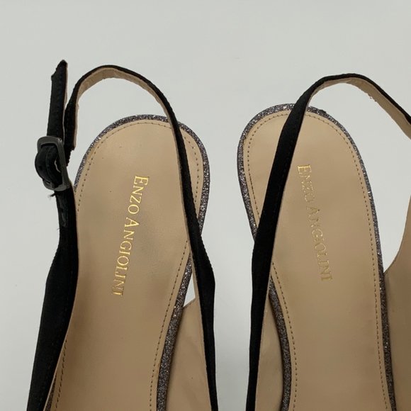 Enzo Angiolini Black Silver Stiletto Heel Pumps - Picture 6 of 8